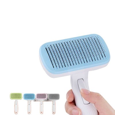 Pet Dog And Cat Hair Remover Grooming Deshedding Blade Brush Comb With Self Cleaning Button